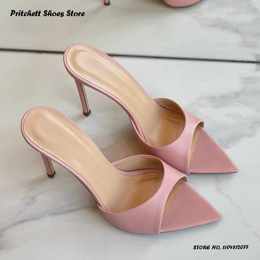 Tacones de aguja sexis de 12cm para mujer, moda de verano para actividades al aire libre, zapatillas modernas con punta abierta y puntiaguda, tacones finos