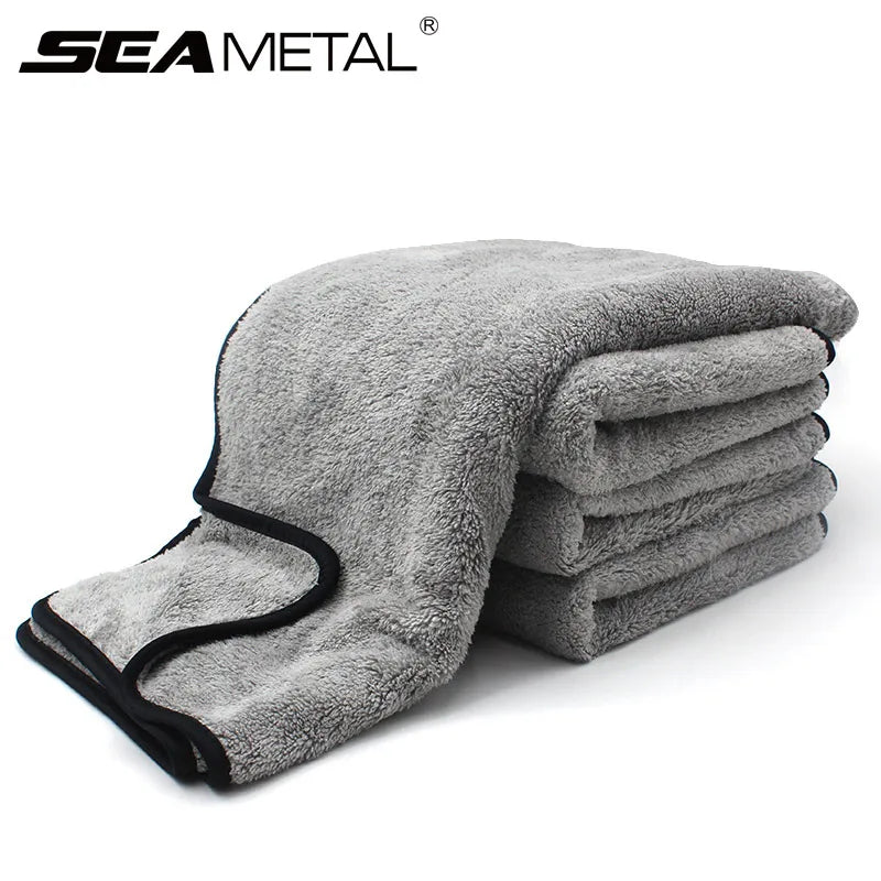 SEAMETAL-Toalla de microfibra para lavado de coche, paño de dobladillo de limpieza automática de secado rápido, Trapos de súper absorción, accesorios de lavado