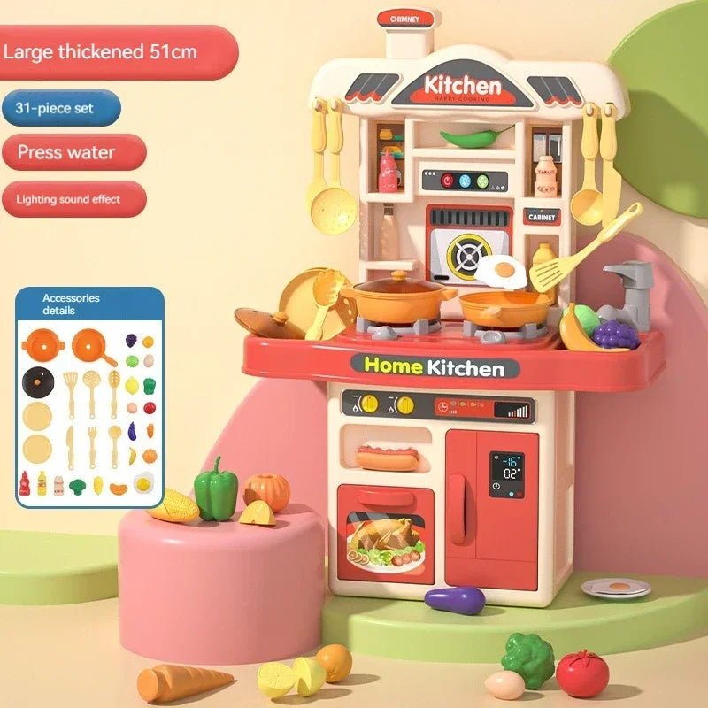 Juguete de Cocina de Simulación para Niños, Mesa de Cocina con Sonido, Utensilios de Cocina para Niñas, Juego de Juguetes Educativos para Cocinar