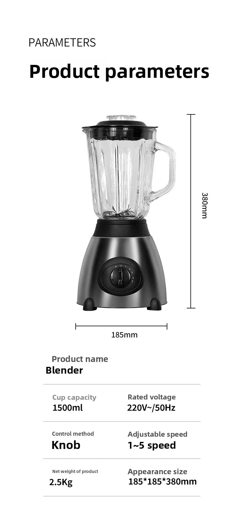 Licuadora Eléctrica Multifuncional, Exprimidor Doméstico, Mezclador de Alimentos, Molinillo de Granos de Café, Preparador de Smoothies, Electrodoméstico de Cocina