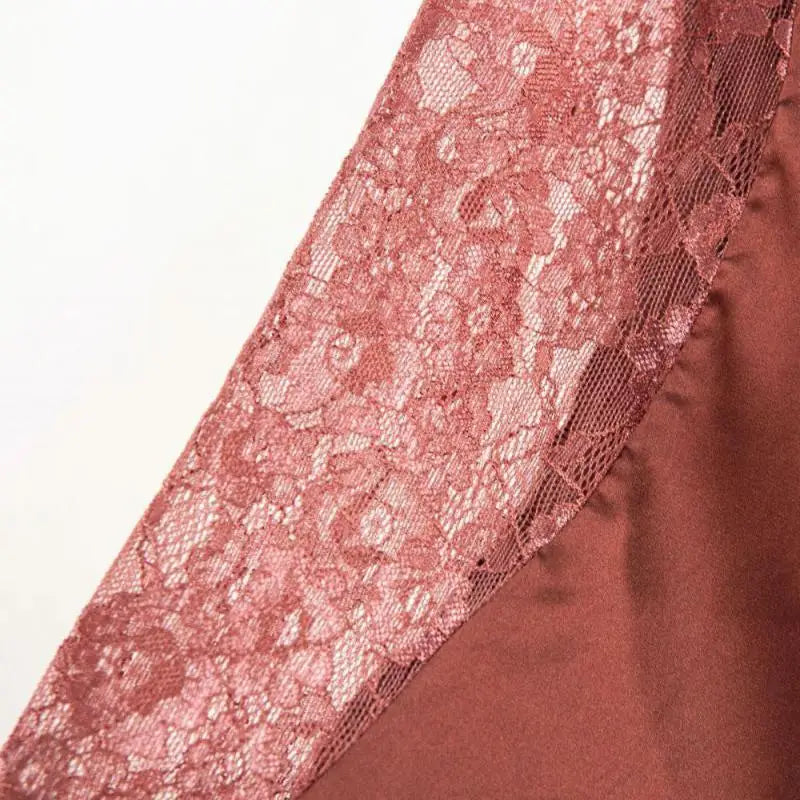 Sexy Intimate Lingerie Perspective Nightwear Lace Patchwork Home Wear Robe Suit Lady Kimono Gown Sleepwear Satin Nighty Bathrobe