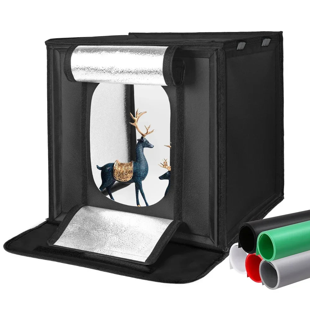 Caja de estudio fotográfico, caja de luz portátil para disparar en mesa, telón de fondo de PVC, tienda de fotografía, Softbox, conjunto de exhibición de 30/40/45/65/80cm