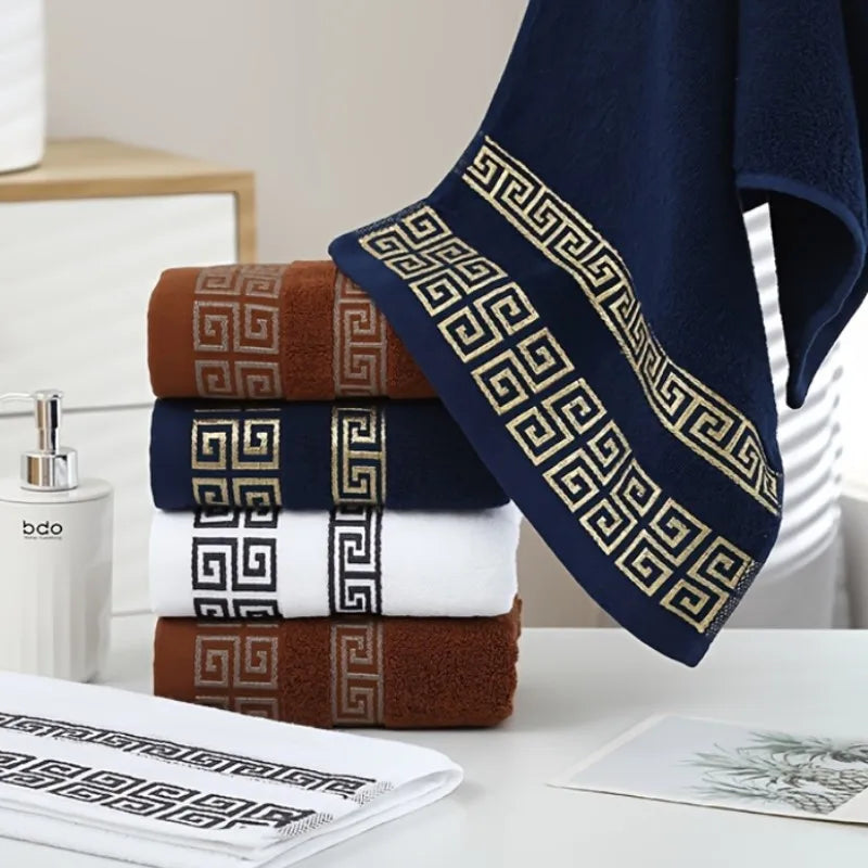 Juego de toallas de algodón con letras bordadas S - 1/2/3 piezas, toallas de mano suaves y absorbentes de jacquard para lavar la cara y las manos, para baño, gimnasio, spa