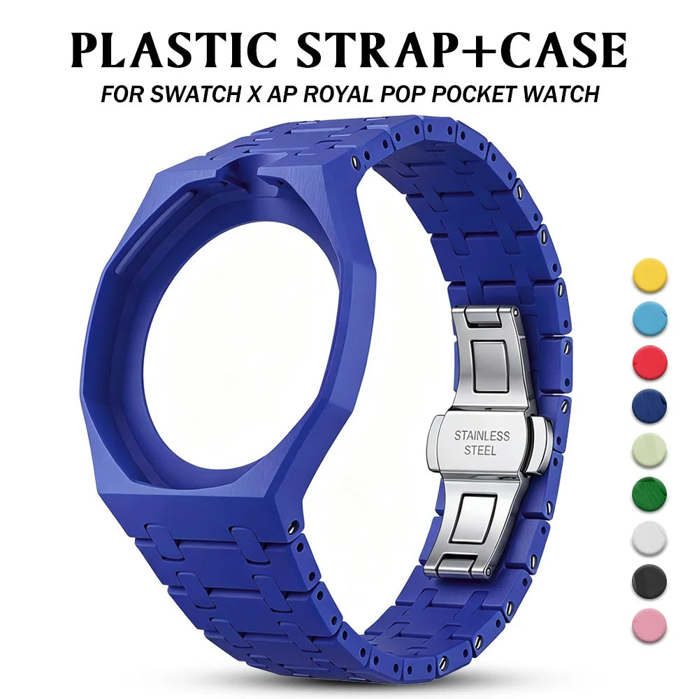Kit de Modificación de Plástico de Lujo para Reloj Swatch X AP Royal POP, Caja de Reloj Ecológica, Correa de Reloj, Accesorio de Conversión de Reloj de Bolsillo