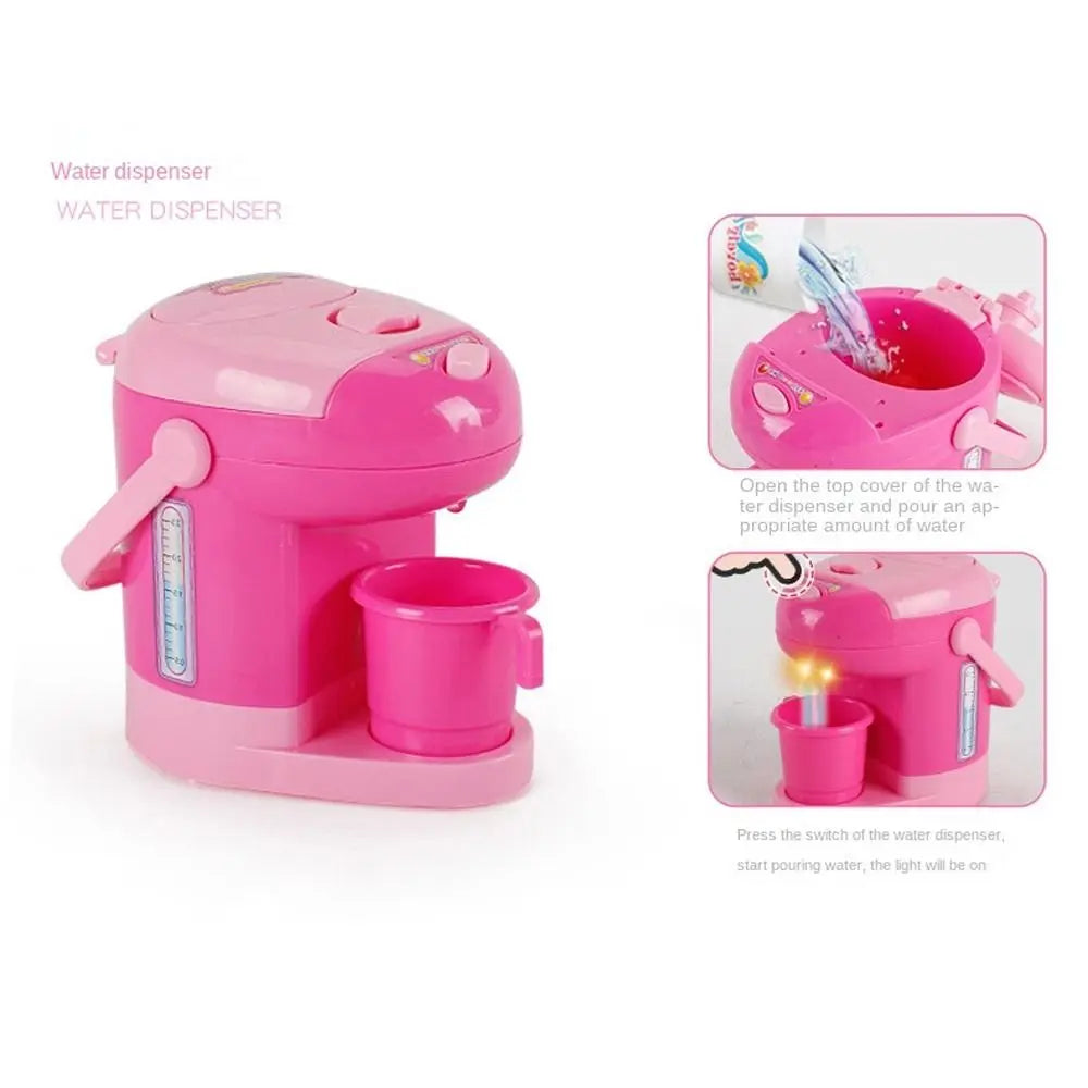 Casa de juegos de cocina simulada para niños, pequeños electrodomésticos, refrigerador, secador de pelo por microondas, máquina de café, hervidor eléctrico de juguete