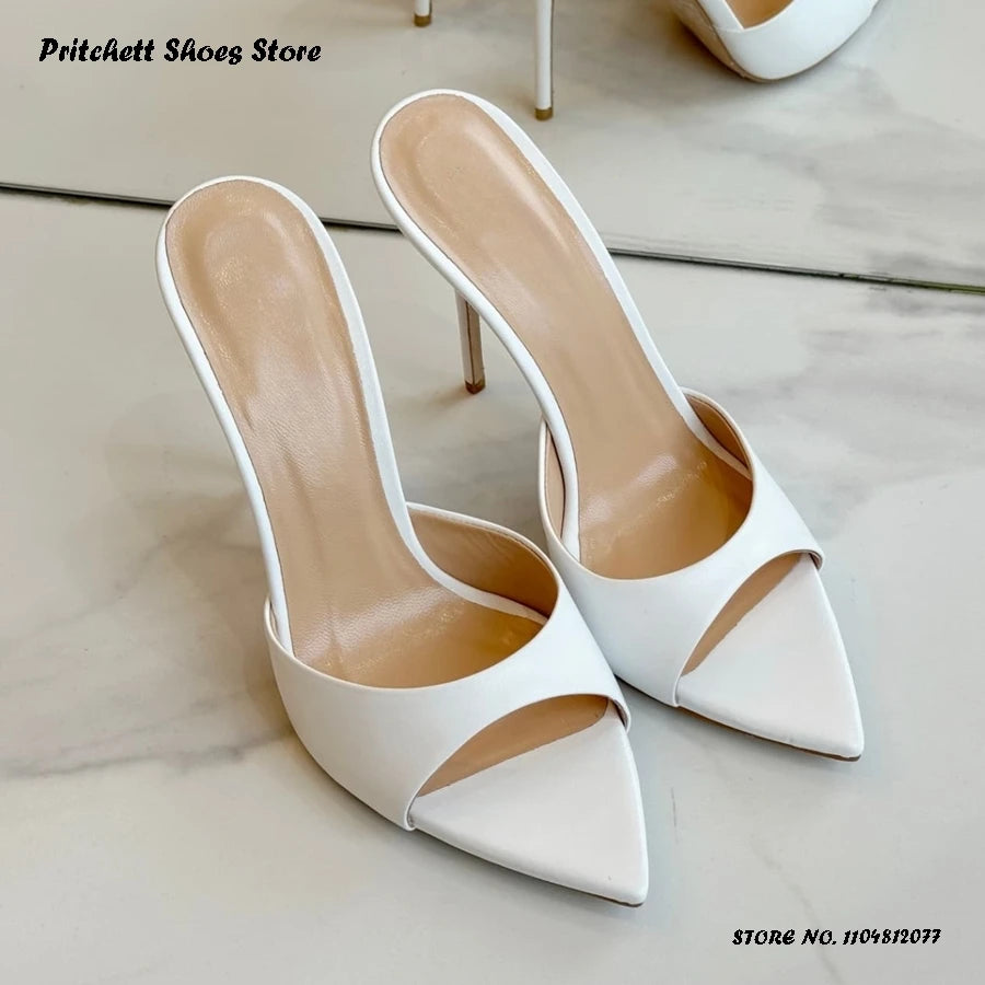 Tacones de aguja sexis de 12cm para mujer, moda de verano para actividades al aire libre, zapatillas modernas con punta abierta y puntiaguda, tacones finos