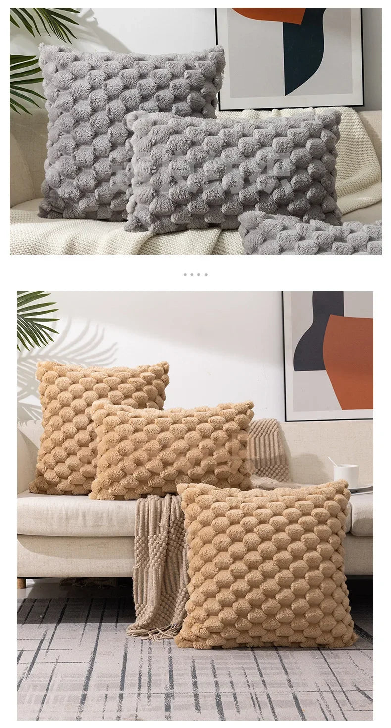 Funda de almohada tejida de terciopelo con copos de nieve, funda de almohada de Color sólido, funda de cojín de cintura suave y cómoda para sala de estar, sofá, decoración del hogar