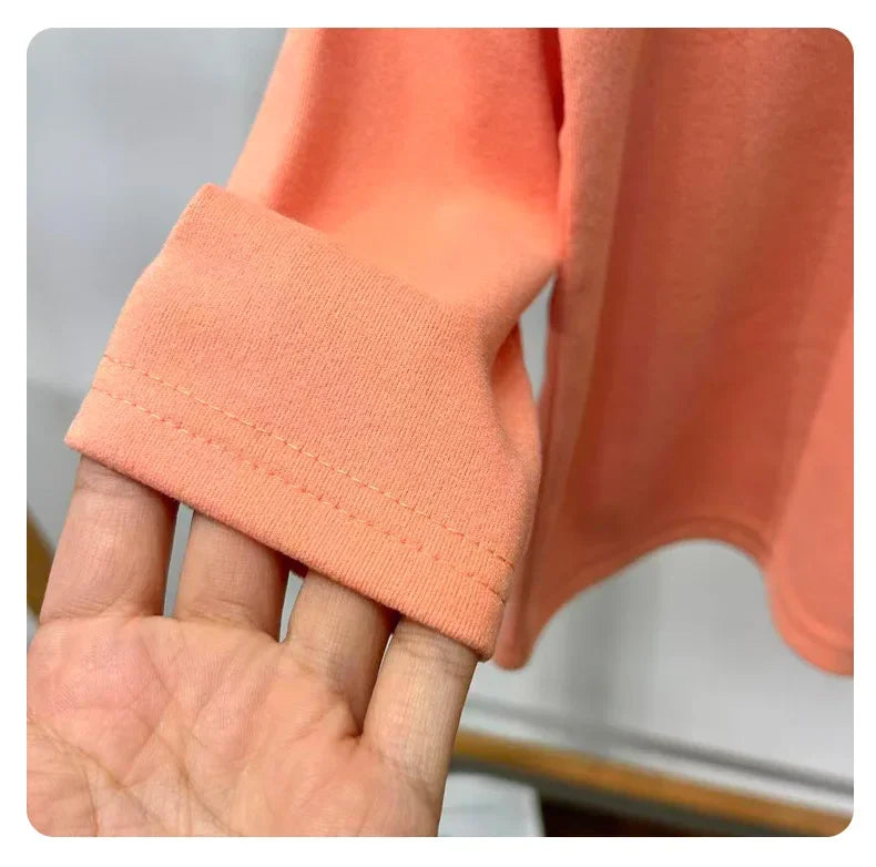 Top cálido de invierno para bebés, camiseta de manga larga con cuello medio alto y parte inferior de Color sólido interior de terciopelo para niños y niñas, ropa para niños