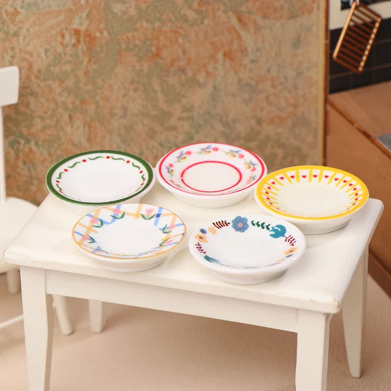 5 Piezas de Mini Platos para Casa de Muñecas 1/12, Modelo de Simulación de Cocina, Decoración para Casa de Muñecas, Accesorios para Casa de Muñecas, Juguetes de Imitación