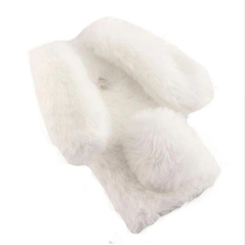 Funda de teléfono de piel de conejo de peluche 3D para iPhone 17 16 15 14 13 12 11 Pro Max funda de silicona suave