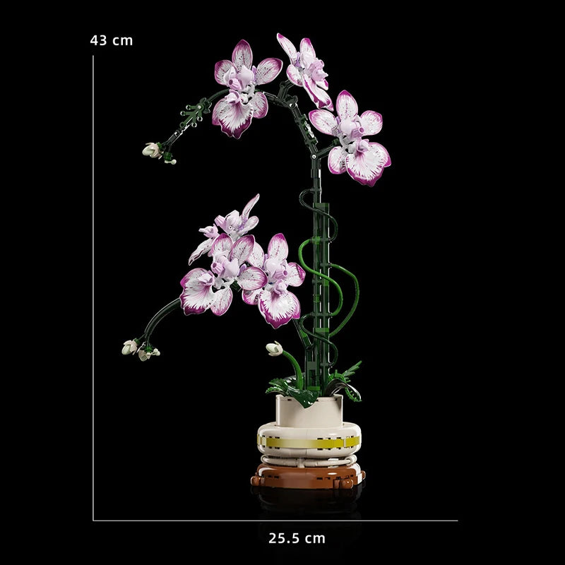 Orquídea creativa Cymbidium flores eternas planta en maceta bloques de construcción simulación Phalaenopsis DIY ladrillos juguetes regalo de San Valentín