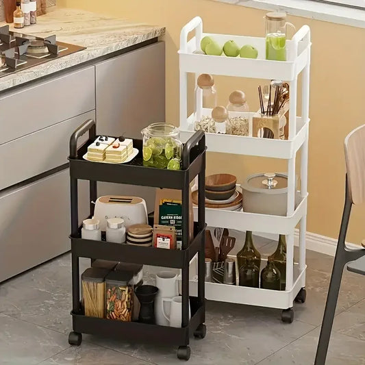 Carrito de almacenamiento de 4 niveles - carrito rodante multifuncional, adecuado para la cocina, el baño, la habitación de los niños, el dormitorio y más