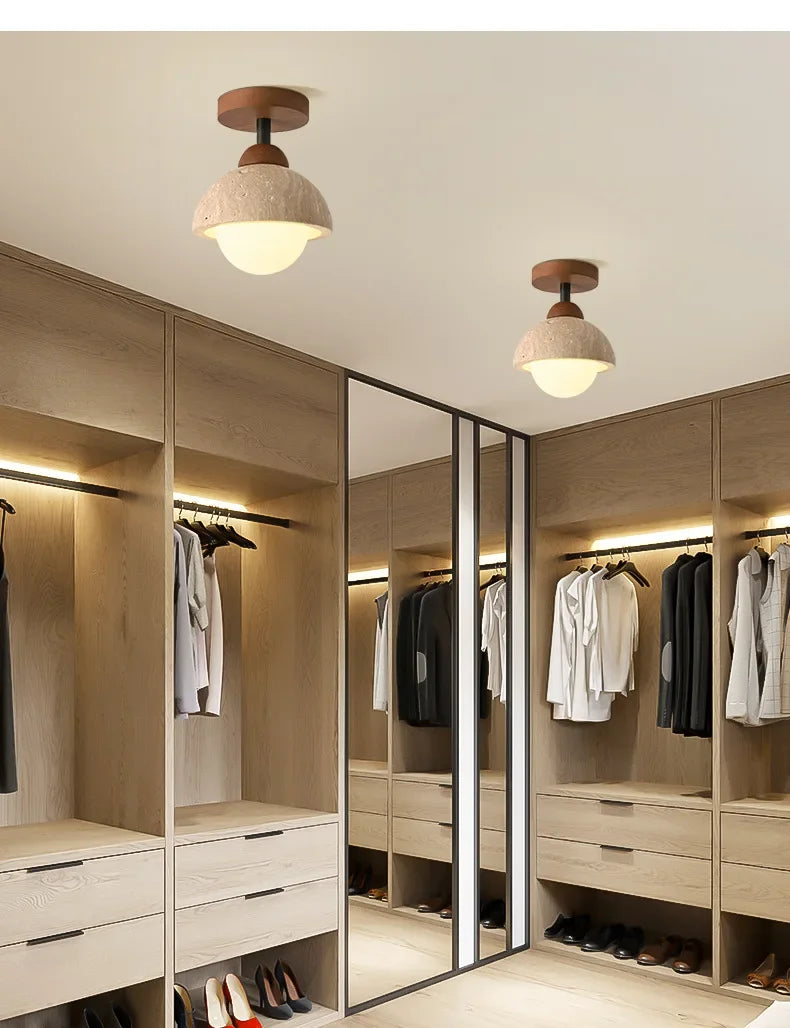 Lámpara de techo LED de piedra travertino, accesorio de iluminación para pasillo, sala de estar, comedor, decoración de dormitorio, lámpara de techo