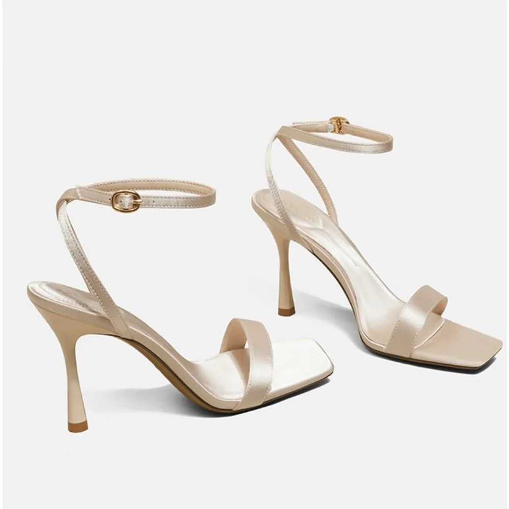 Sandalias de Tacón Alto Elegantes y Modernas de Diseño Exclusivo, Zapatos de Tacón Alto Cómodos para Mujer con Estilo Francés