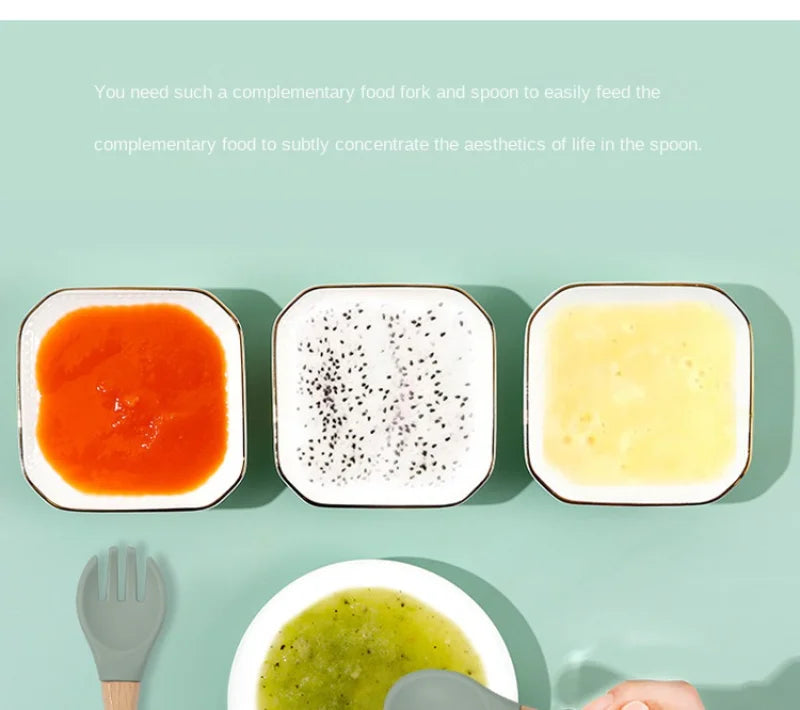Juego de alimentación de silicona para bebé, cuenco de silicona, plato de comedor, cuchara, tenedor, platos para niños, vajilla de silicona sin BPA, 3/4/5 Uds.