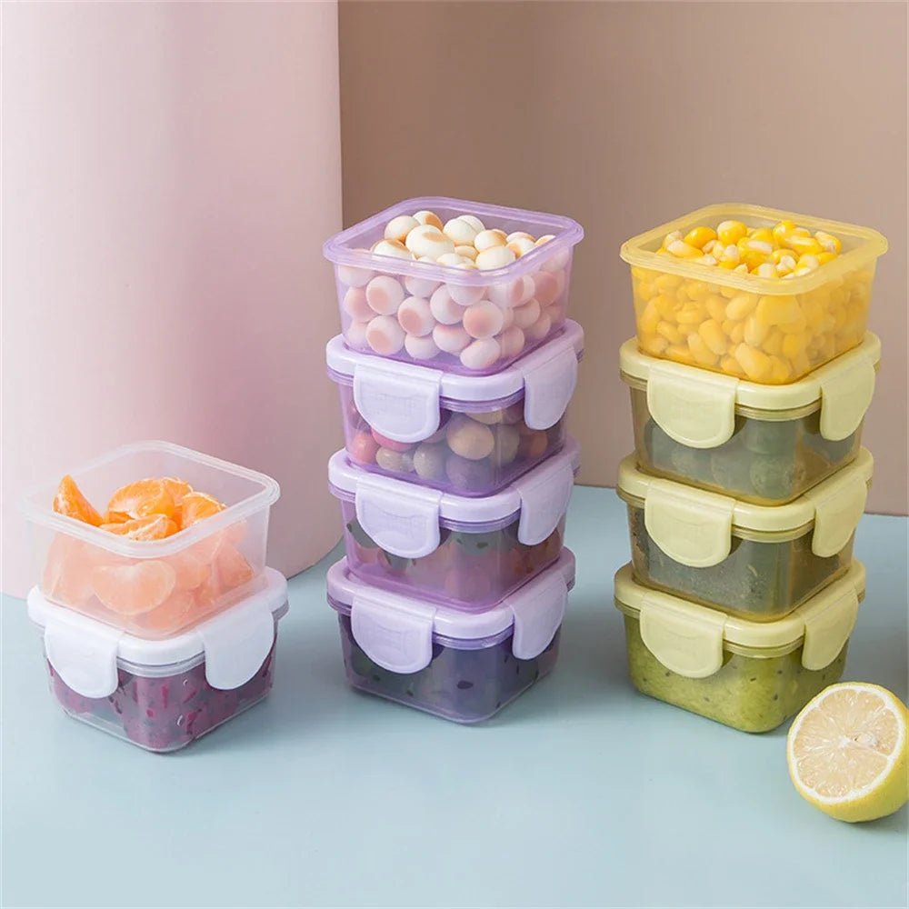 4 Uds Mini contenedores de almacenamiento de alimentos tapas a prueba de fugas, contenedores para salsa de condimentos Mini contenedores de almacenamiento para congelador contenedores herméticos