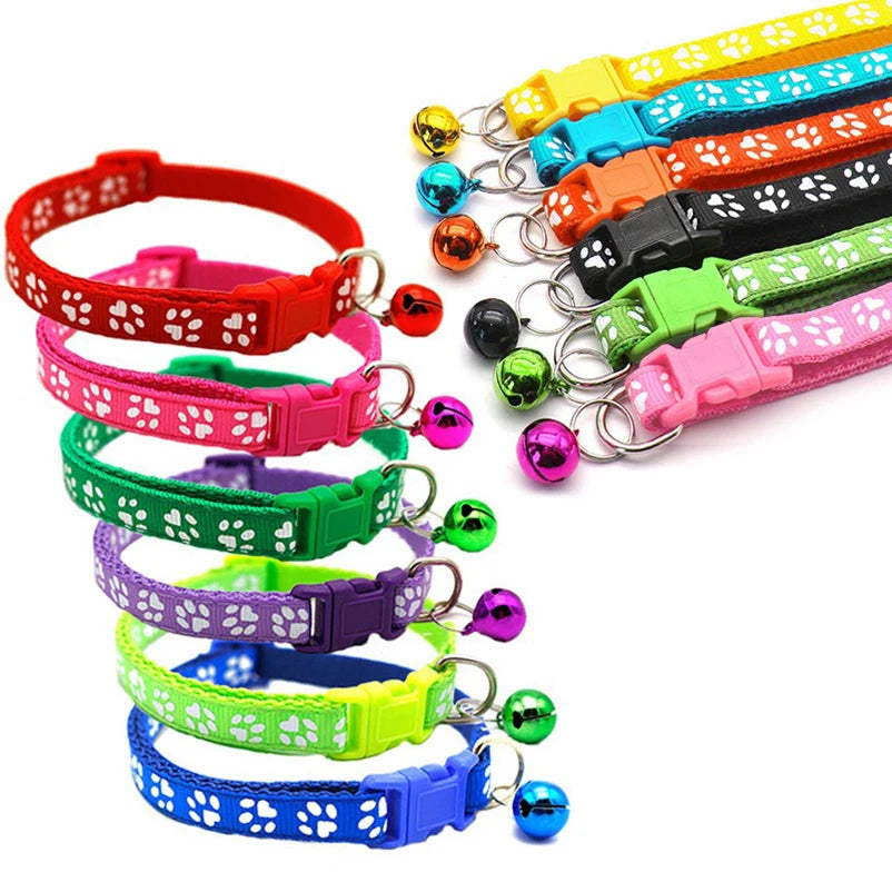 Collar de Moda para Gatos, con Patrón Colorido y Campana, Ajustable, para Gatos y Gatitos, Collar con Anillo DIY, Accesorios para Mascotas