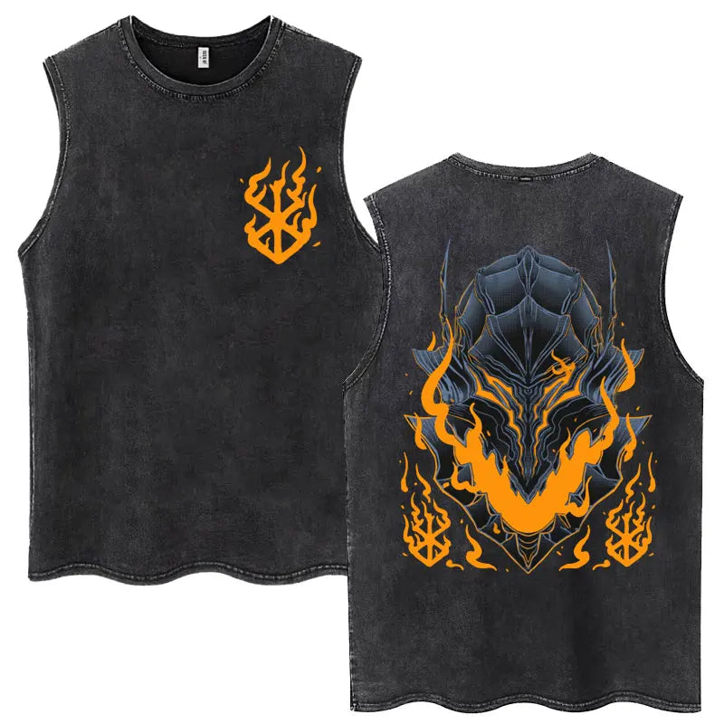 Camisetas sin mangas Harajuku lavadas de Anime Berserk Guts, camisetas Retro de Manga Gatsu Griffith Zodd, camisetas sin mangas, Camiseta de algodón Unisex de gran tamaño
