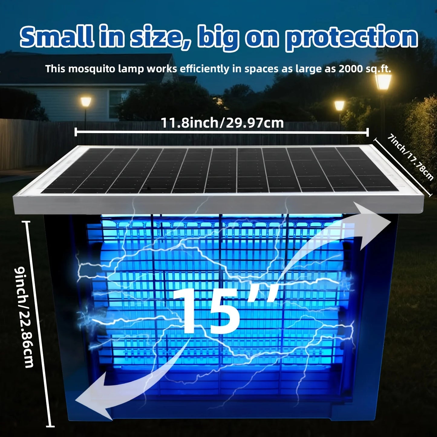 Potente exterminador de insectos solar para exteriores, exterminador de mosquitos recargable Poartable de 2000 pies cuadrados con alta potencia