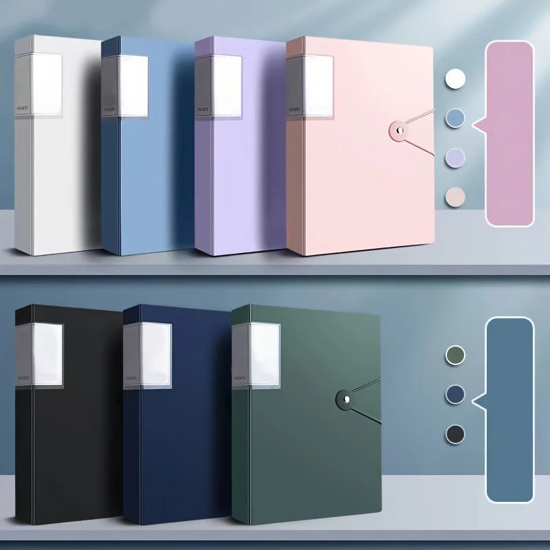 Carpeta A4 de 60 bolsillos para volver a la escuela, Material PP duradero, Ideal para organizar papeles, hogar, escuela, oficina, almacenamiento, folleto impermeable