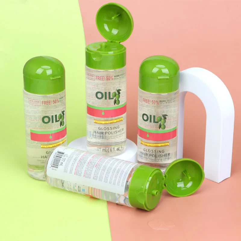 Aceite de oliva, Control del Frizz y brillo, pulidor de brillo, 6 onzas, aceite brillante para el cabello, uso diario, buen olor, aceite suave y saludable