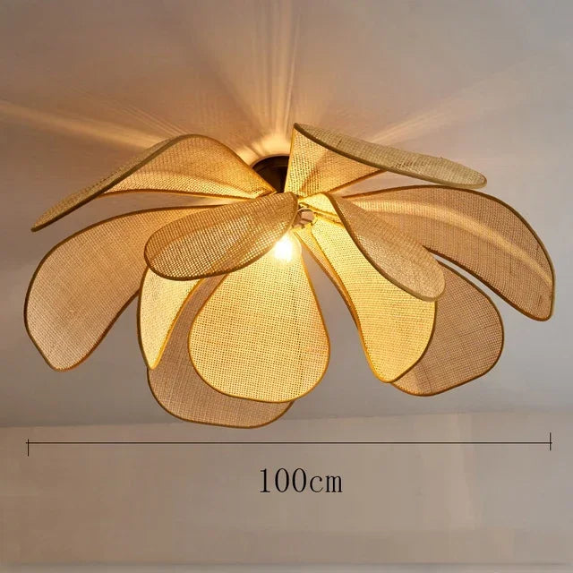 Lámparas de techo, lámpara colgante de ratán con forma de flor, lámpara colgante de ratán tejido para sala de estar, comedor, casa de huéspedes, decoración del hogar