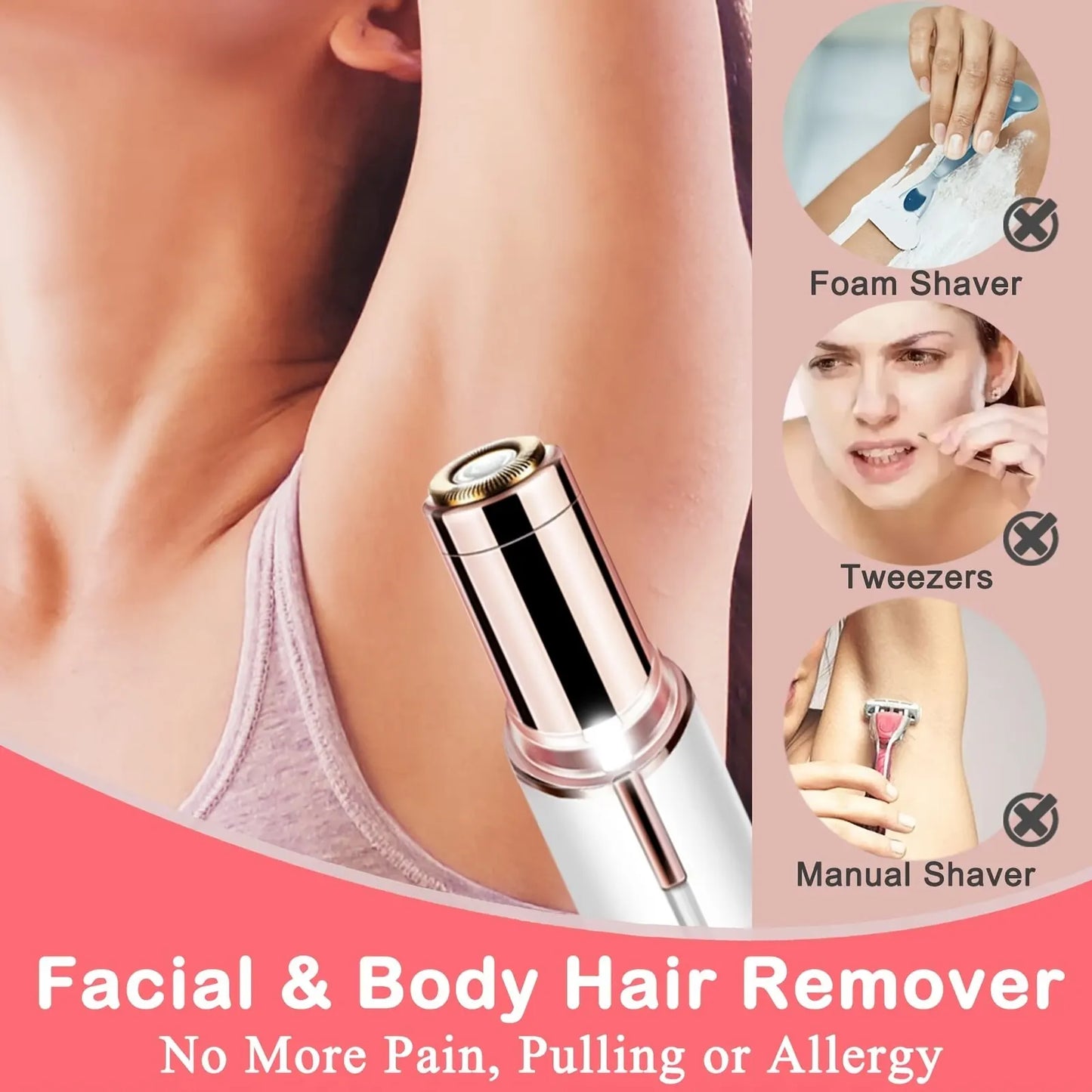 Depiladora eléctrica portátil en forma de lápiz labial para mujer, depilación Facial indolora y efectiva, herramienta de afeitadora para el hogar