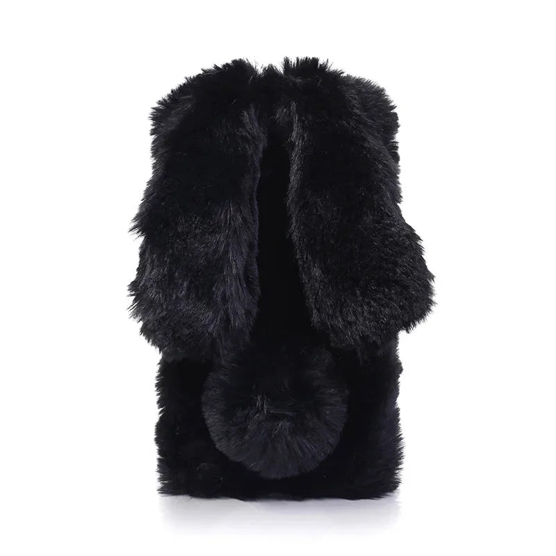 Funda de teléfono de piel de conejo de peluche 3D para iPhone 17 16 15 14 13 12 11 Pro Max funda de silicona suave