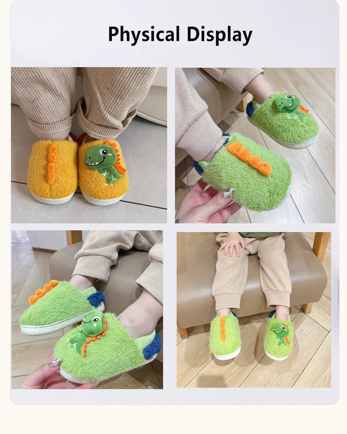 MELITTDEER Zapatillas de dibujos animados para niños, zapatillas de otoño, suaves y cálidas, zapatos de interior para niños, recién llegado 2025, dinosaurio de dibujos animados