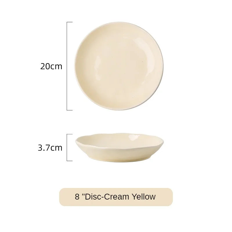 Juego de cuencos y platos de cerámica de estilo nórdico para uso doméstico, alta belleza, Simple, crema, vajilla de cerámica, nuevo
