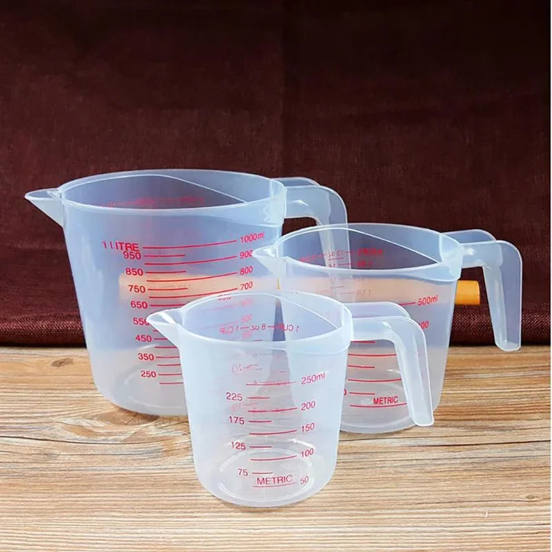 3 unids/set tazas medidoras de líquidos para hornear taza a escala de PVC vaso medidor de volumen de plástico herramientas de cocina para hornear