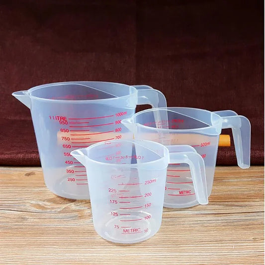 3 unids/set tazas medidoras de líquidos para hornear taza a escala de PVC vaso medidor de volumen de plástico herramientas de cocina para hornear