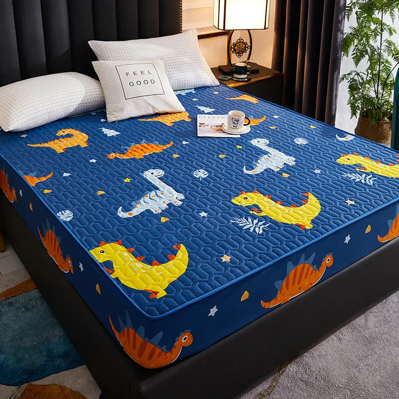 Funda impermeable para colchón, elástica y transpirable, para dormitorio, sala de estar, diseño de dibujos animados, protector de colchón impermeable, 180x200