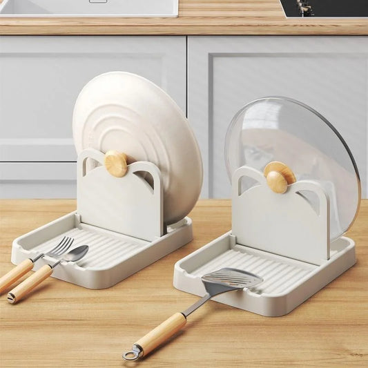 Soporte multifuncional para tapa de olla, estante para cuchara, tapa para olla, espátula, cuchara para sopa, estante de almacenamiento, accesorios de cocina