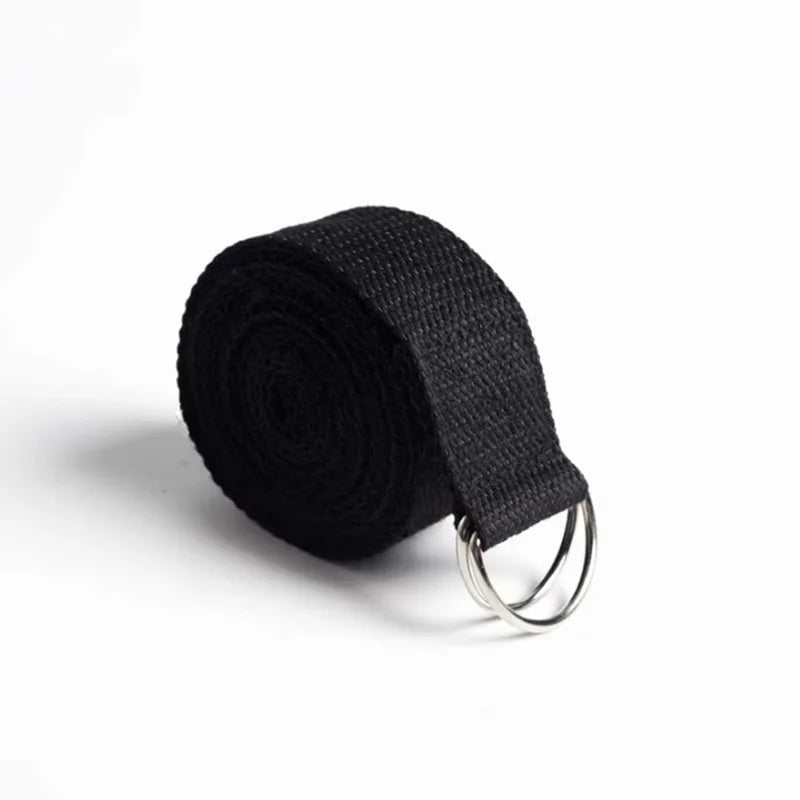 Correa de Yoga de 183x3,8 cm, cinturón de Yoga de algodón para ejercicio, hebilla de anillo en D elástica tejida ajustable, bandas de estiramiento para Fitness, cuerda de Pilates