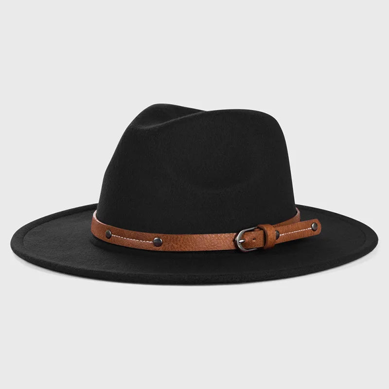 Sombrero Fedora de lana nueva para mujeres y hombres, moda de invierno y otoño, sombreros de Jazz para Iglesia, sombrero de fieltro de ala plana vikingo británico, sombreros de fieltro informales para exteriores