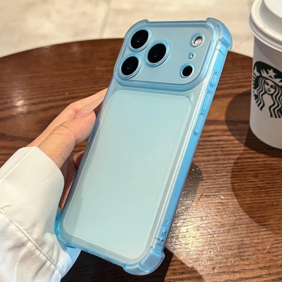 Bonita funda de teléfono transparente mate para iPhone 17 Air 16E 14 15 16 11 12 13 Pro Max Plus X XS MAX XR, funda protectora a prueba de golpes