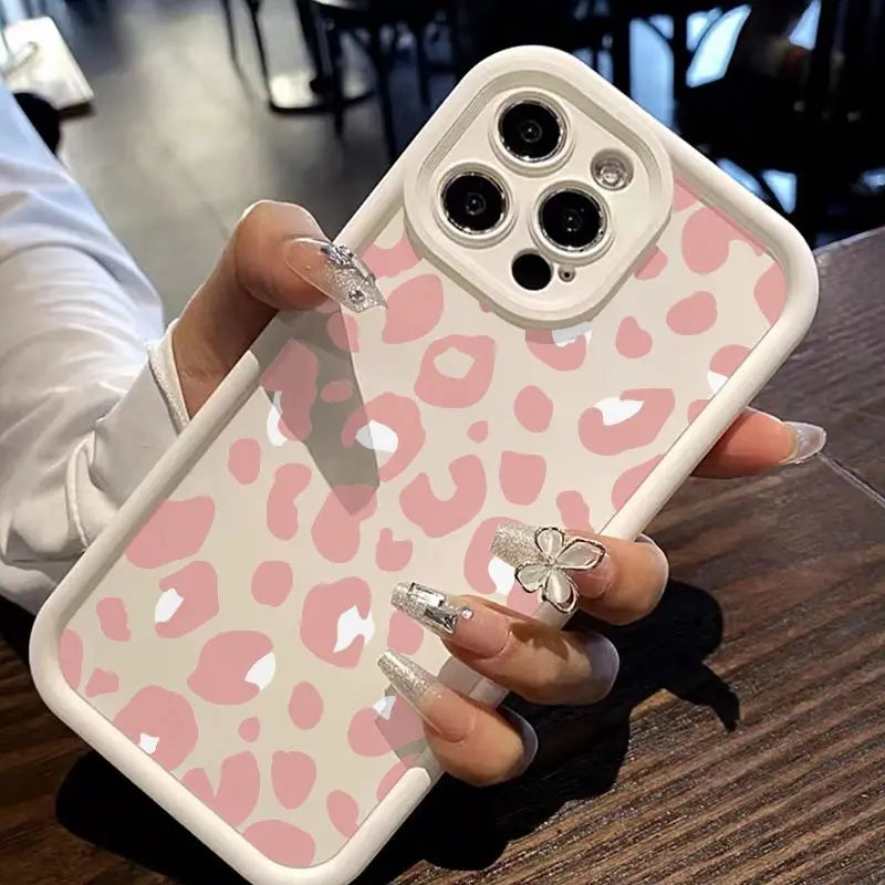 Funda de teléfono con estampado de leopardo rosa de pantalla completa para iPhone 16 15 14 13 12 11 Mini Pro Max X XR XSMax 6S 6 7 8 Plus SE20 Y2k