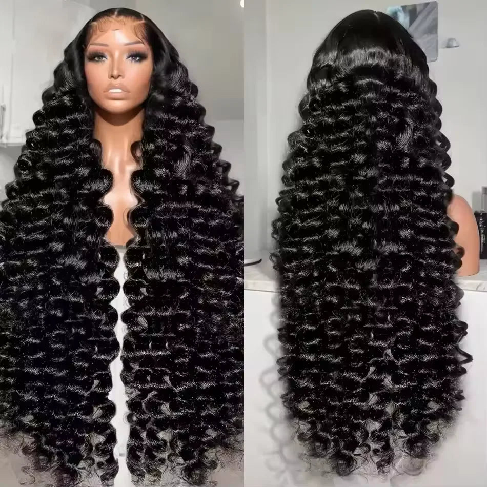 Peluca Frontal de onda profunda suelta 13x6 Hd de 250 de densidad, pelucas de encaje transparente de 30 y 40 pulgadas, peluca con malla Frontal rizada de cabello humano 100% para mujeres
