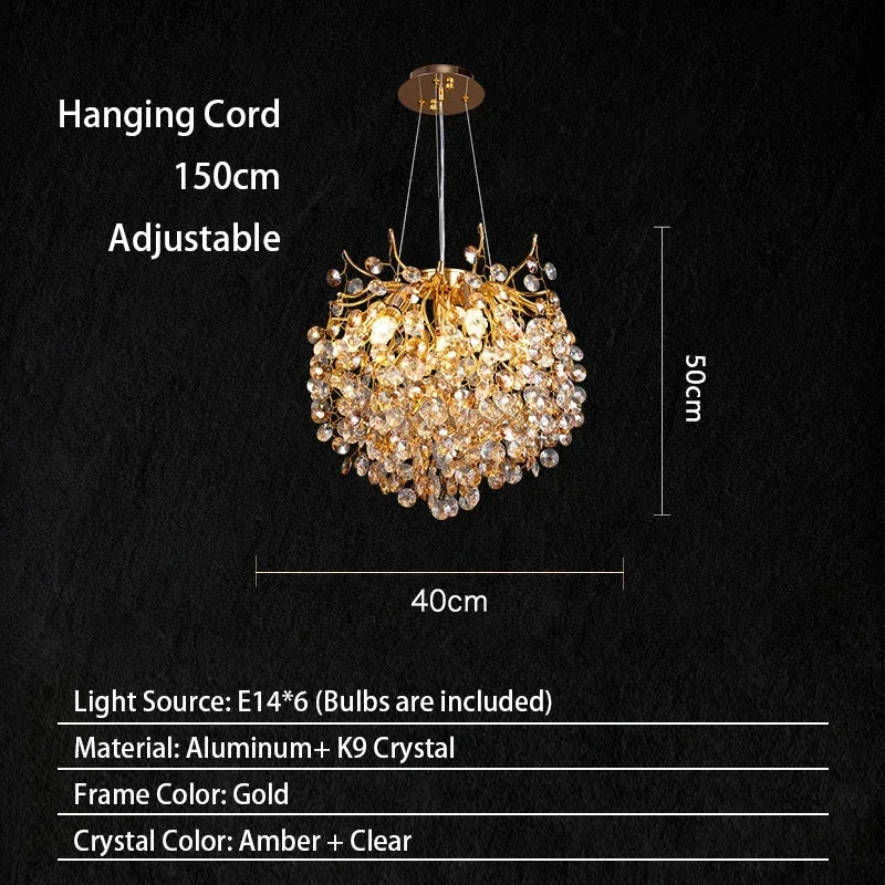 Candelabro de techo moderno para sala de estar, lámpara colgante de cristal de lujo para decoración Interior de Hotel y cocina, accesorio de iluminación