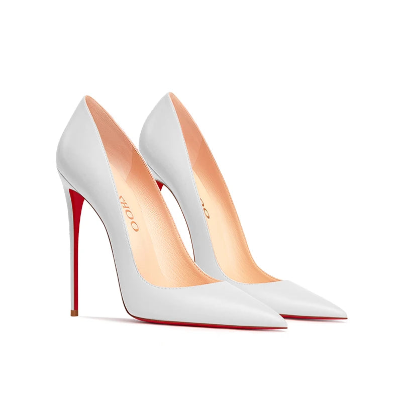 Nuevos Zapatos de Tacón Alto Puntiagudos de Boca Poco Profunda con Tacones Finos, Zapatos Individuales Blancos Mate de Moda para el Trabajo, Suela Blanda, Talla Única