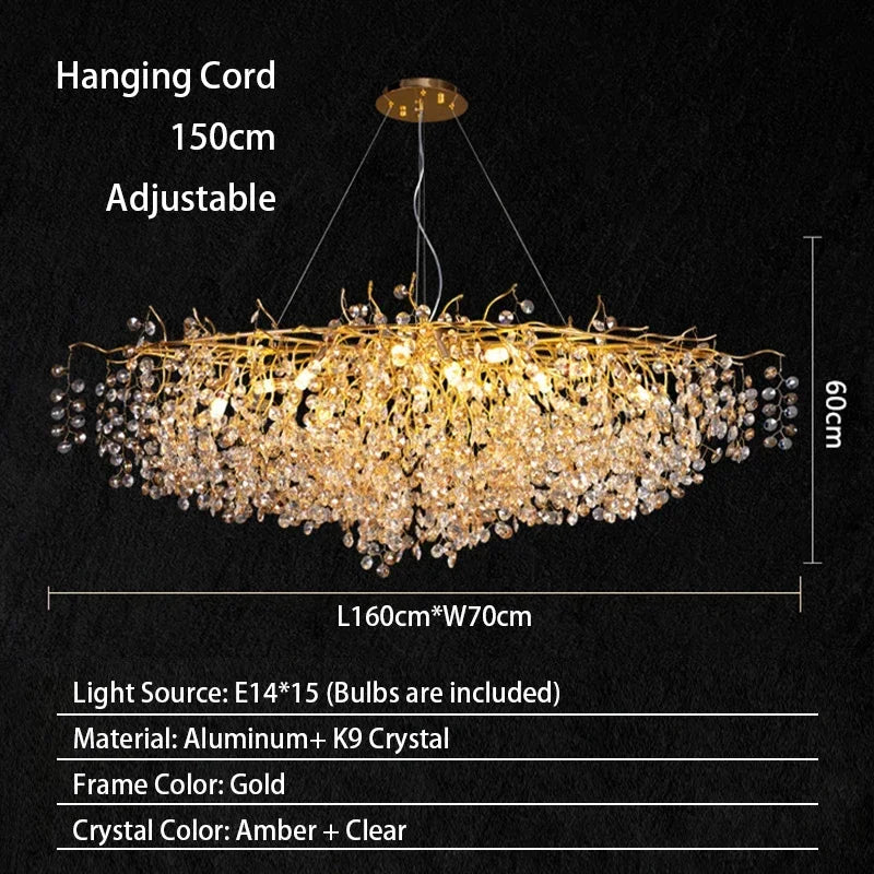 Candelabro de techo moderno para sala de estar, lámpara colgante de cristal de lujo para decoración Interior de Hotel y cocina, accesorio de iluminación