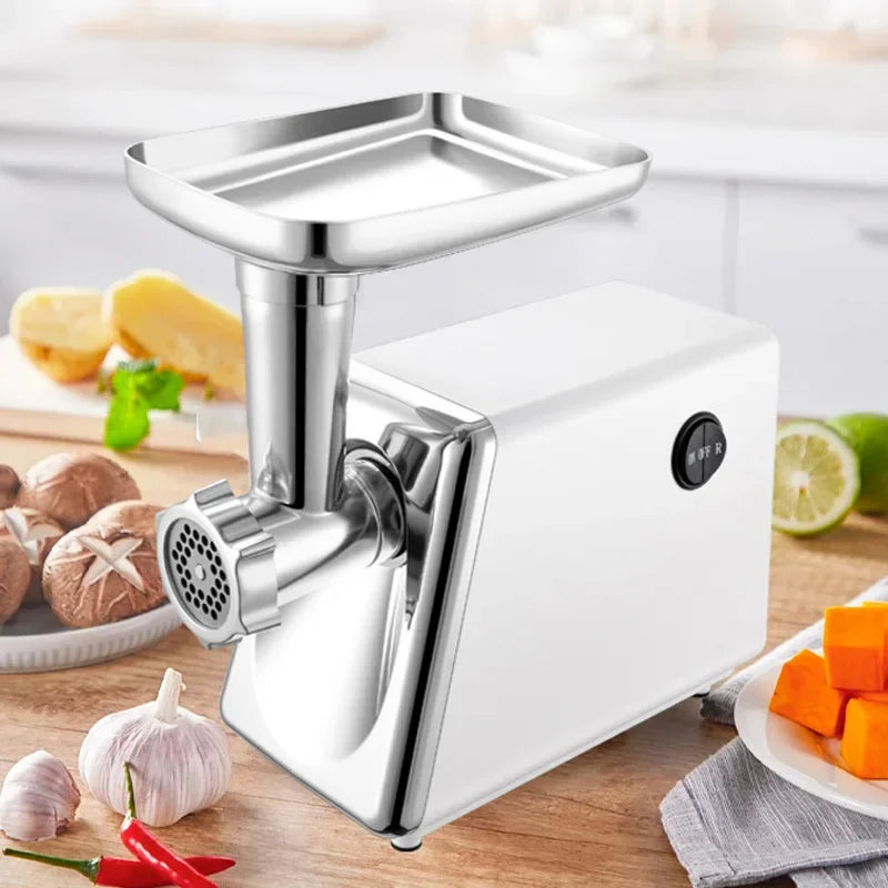 Picadora de carne eléctrica, máquina para hacer salchichas con 3 placas de molienda, empujador de alimentos, picadora de carne, exprimidor, picadora de alimentos para el hogar y la cocina