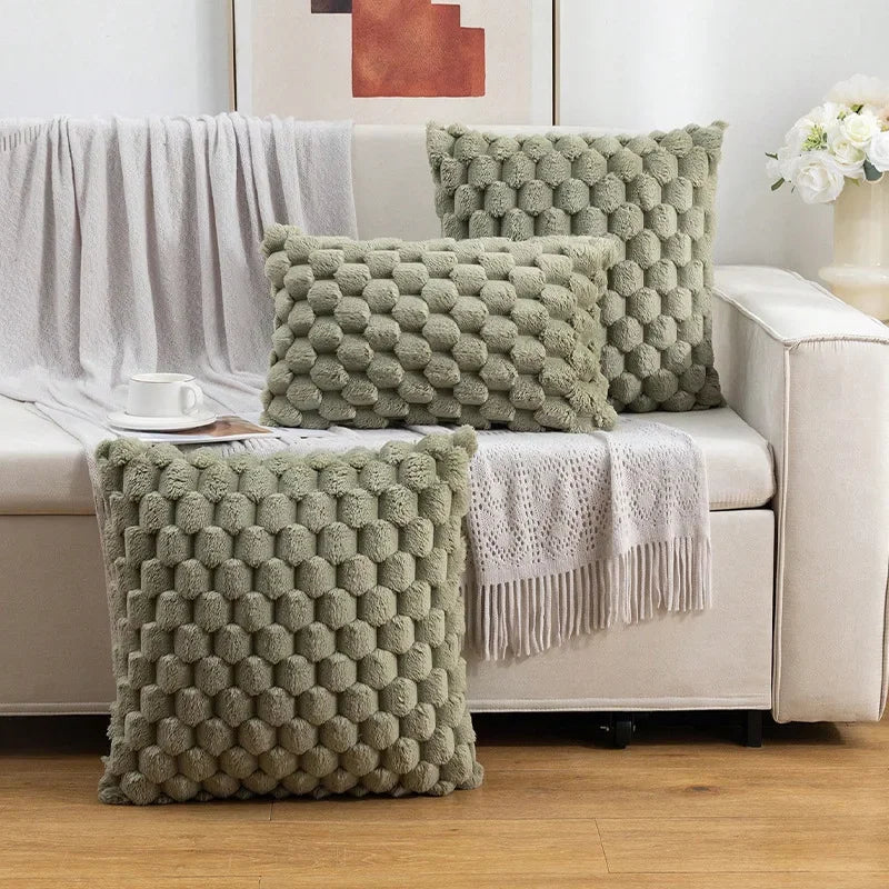 Funda de almohada tejida de terciopelo con copos de nieve, funda de almohada de Color sólido, funda de cojín de cintura suave y cómoda para sala de estar, sofá, decoración del hogar