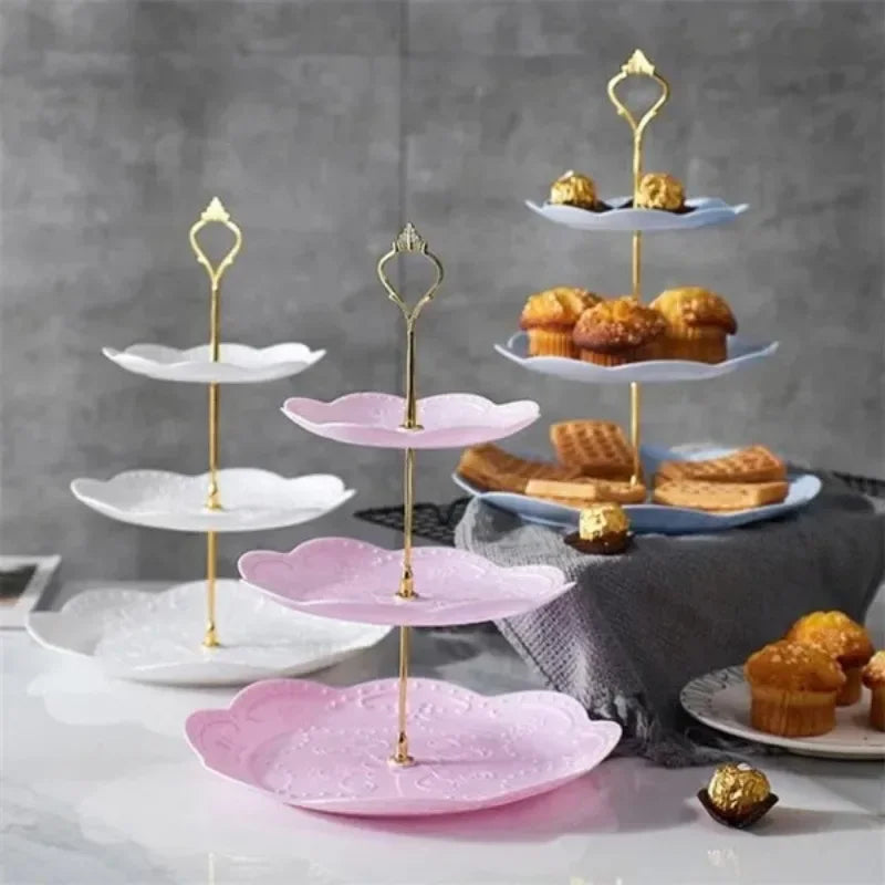 Soporte desmontable para Tartas de estilo europeo, plato de fruta de 3 capas para postres, magdalenas y pastelería
