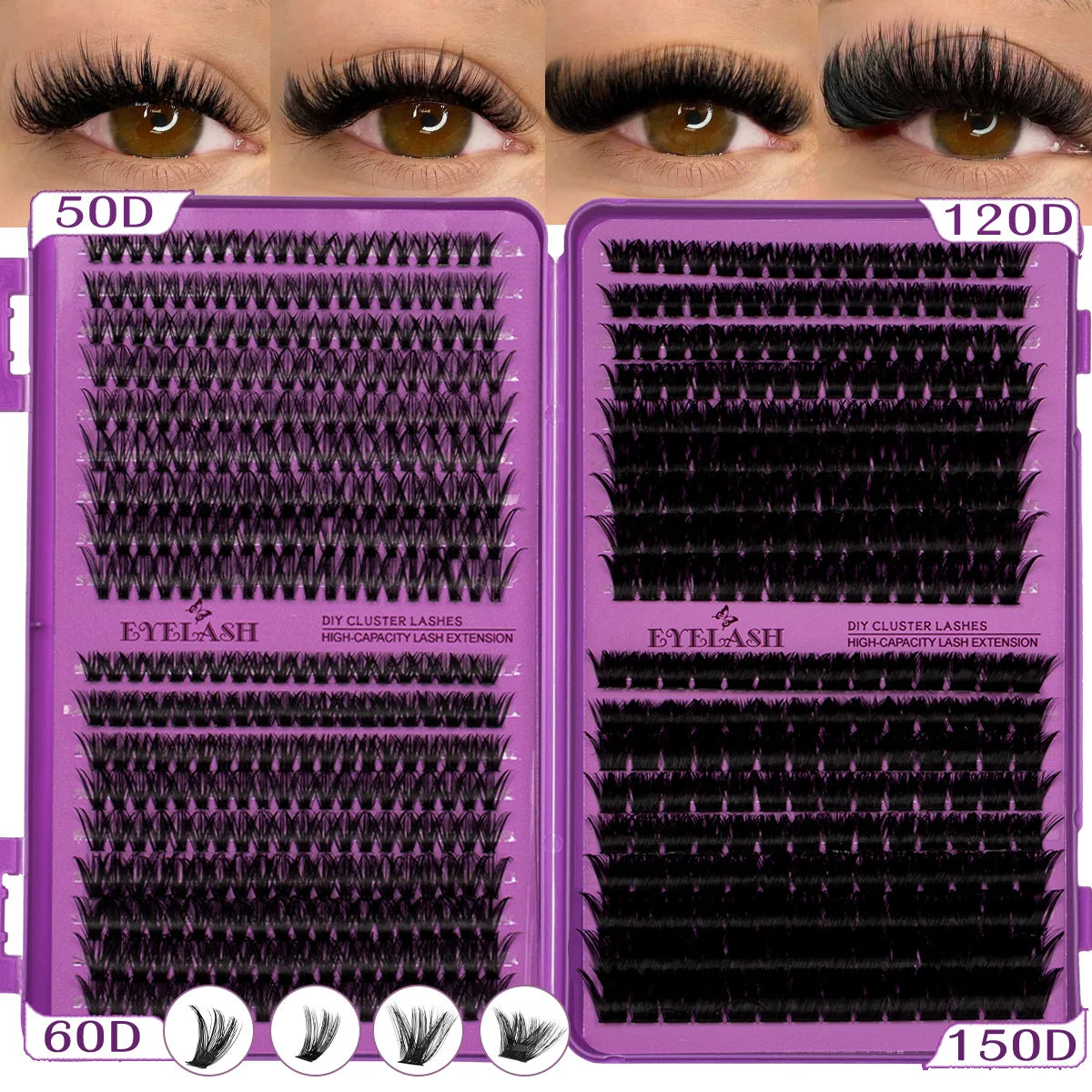 Extensiones de Pestañas Individuales con Curvatura D, Alta Capacidad, Densas, de 8-16 mm, Aptas para Diferentes Maquillajes, de Larga Duración
