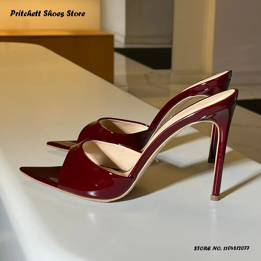 Tacones de aguja sexis de 12cm para mujer, moda de verano para actividades al aire libre, zapatillas modernas con punta abierta y puntiaguda, tacones finos