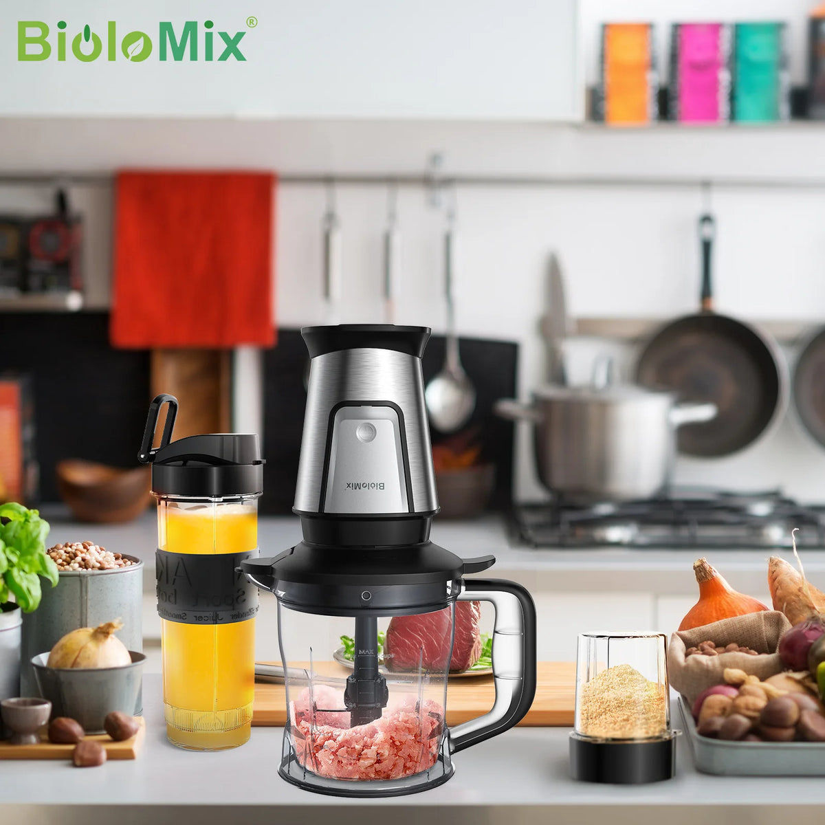 Mezclador eléctrico multifuncional para el hogar, exprimidor, palo de cocina, máquina de suplemento alimenticio, picadora de carne