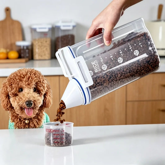 Contenedor de Almacenamiento de Alimentos para Mascotas Hermético de Primera Calidad, Gran Capacidad y Fácil de Limpiar, Diseño Elegante y Duradero para Perros y Gatos