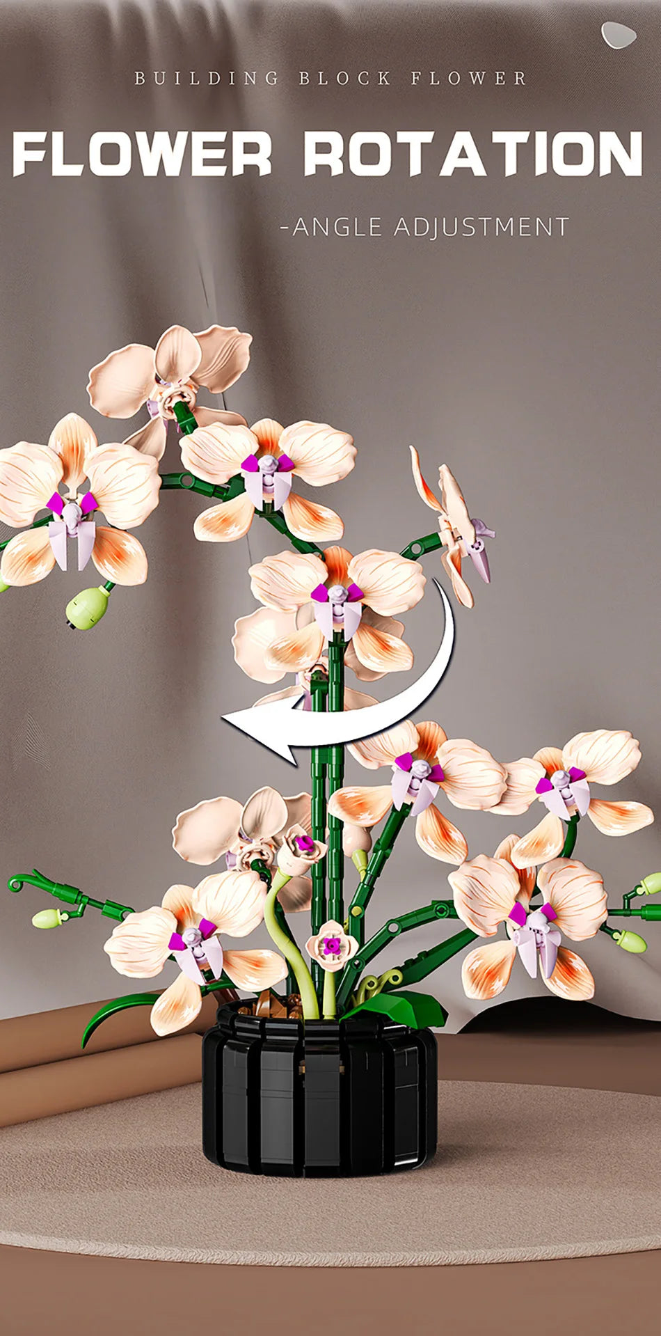Orquídea creativa Cymbidium flores eternas planta en maceta bloques de construcción simulación Phalaenopsis DIY ladrillos juguetes regalo de San Valentín